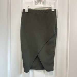 Elegant Olive Green Pencil Skirt